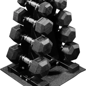 100LB Rubber Hex Dumbbell Set with Storage Rack